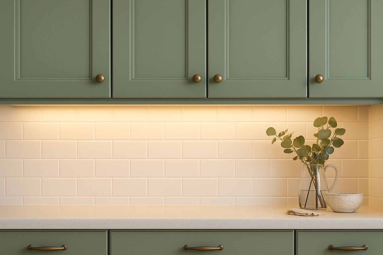Under-cabinet lighting and refinished drawers in a Colorado Springs kitchen